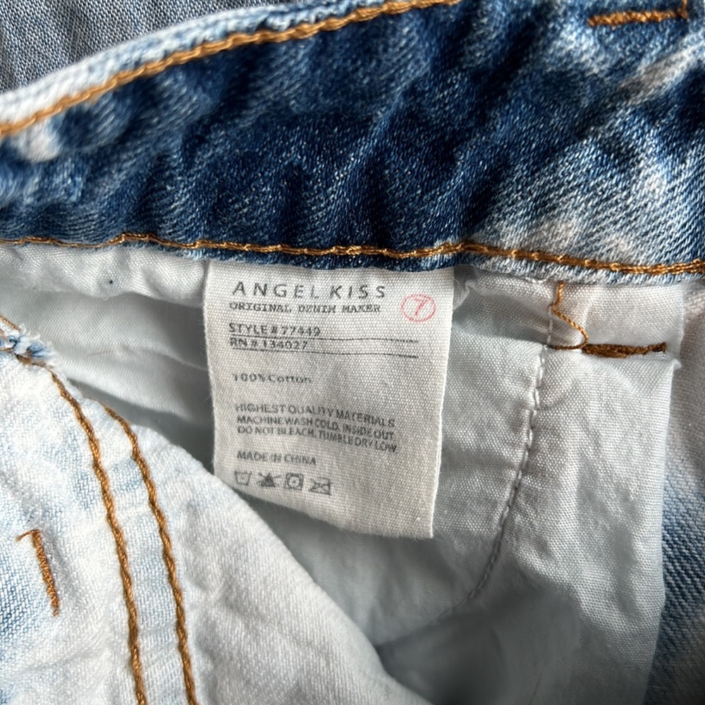 Angel Kiss Bleach-Dyed Distressed Jean Shorts - Picture 5 of 5